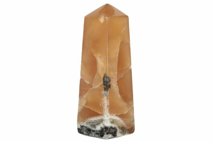 3.55" Polished, Banded Honey Calcite Obelisk 